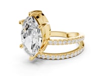 Marquise Asymmetric Crossover Pave Ring - Gold