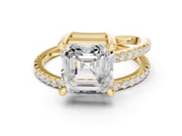 Asscher Asymmetric Crossover Pave Ring - Gold