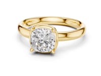 Cushion Compass Point Solitaire Engagement Ring - Gold