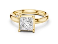Princess Compass Point Solitaire Engagement Ring - Gold