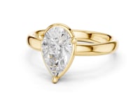 Pear Compass Point Solitaire Engagement Ring - Gold