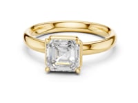 Asscher Compass Point Solitaire Engagement Ring - Gold