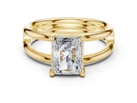 Radiant Double Band Solitaire Engagement Ring - Gold
