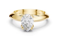 Pear Knife-Edge Solitaire Engagement Ring - Gold