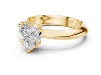 Heart Knife-Edge Solitaire Engagement Ring - Gold