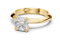 Cushion Knife-Edge Solitaire Engagement Ring - Gold