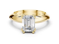 Emerald Knife-Edge Solitaire Engagement Ring - Gold