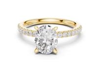 Oval Tulip Basket Pave Engagement Ring - Gold