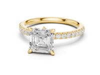 Asscher Tulip Basket Pave Engagement Ring - Gold