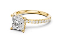 Princess Tulip Basket Pave Engagement Ring - Gold