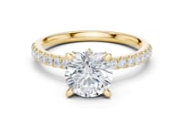 Round Tulip Basket Pave Engagement Ring - Gold