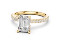 Emerald Tulip Basket Pave Engagement Ring - Gold