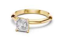 Asscher Petite Solitaire Engagement Ring - Gold