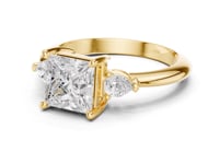 Princess East-West Pear Three Stone Engagement Ring - Gold