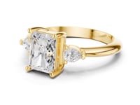 Radiant East-West Pear Three Stone Engagement Ring - Gold