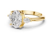 Oval East-West Pear Three Stone Engagement Ring - Gold