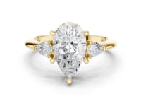 Pear East-West Pear Three Stone Engagement Ring - Gold