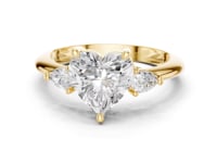 Heart East-West Pear Three Stone Engagement Ring - Gold