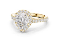 Pear French Pave Halo Engagement Ring - Gold