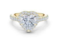 Heart French Pave Halo Engagement Ring - Gold