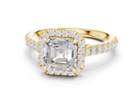 Asscher French Pave Halo Engagement Ring - Gold