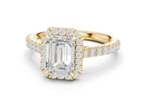 Emerald French Pave Halo Engagement Ring - Gold