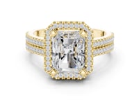 Radiant Triple-Row Pave Halo Engagement Ring - Gold