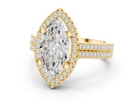 Marquise Triple-Row Pave Halo Engagement Ring - Gold