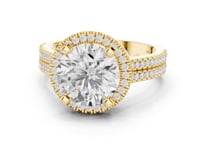 Round Triple-Row Pave Halo Engagement Ring - Gold