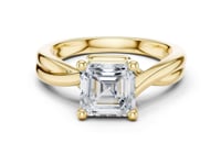 Asscher Twist Solitaire Engagement Ring - Gold