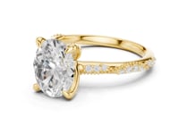 Oval Twist Pave Engagement Ring - Gold
