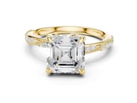Asscher Twist Pave Engagement Ring - Gold
