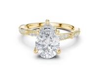 Pear Twist Pave Engagement Ring - Gold