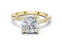 Cushion Twist Pave Engagement Ring - Gold