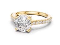 Round Cathedral Pave Engagement Ring - Gold