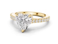 Heart Cathedral Pave Engagement Ring - Gold