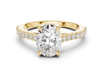 Oval Cathedral Pave Engagement Ring - Gold