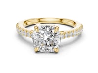 Cushion Cathedral Pave Engagement Ring - Gold