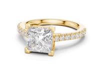 Princess Cathedral Pave Engagement Ring - Gold