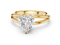 Heart Crossover Split Shank Solitaire Engagement Ring - Gold