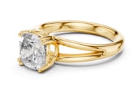 Cushion Crossover Split Shank Solitaire Engagement Ring - Gold