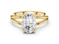 Oval Crossover Split Shank Solitaire Engagement Ring - Gold