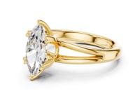 Marquise Crossover Split Shank Solitaire Engagement Ring - Gold
