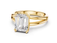 Emerald Crossover Split Shank Solitaire Engagement Ring - Gold