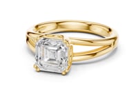 Asscher Crossover Split Shank Solitaire Engagement Ring - Gold
