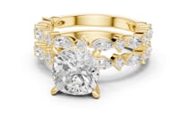 Cushion Scalloped Marquise Bridal Set - Gold