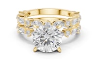 Round Scalloped Marquise Bridal Set - Gold