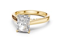 Radiant Accent Shoulder Cathedral Solitaire Engagement Ring - Gold