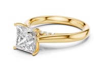 Princess Accent Shoulder Cathedral Solitaire Engagement Ring - Gold