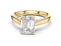 Emerald Accent Shoulder Cathedral Solitaire Engagement Ring - Gold